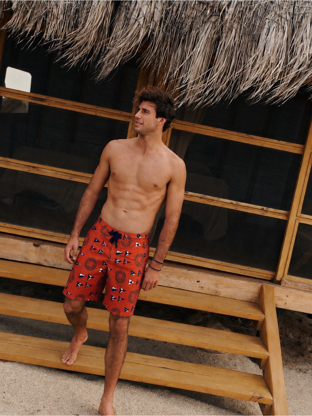 Reyn Spooner Orange Nautical Board Shorts Swim Suit Bathing Suit Size 30 102